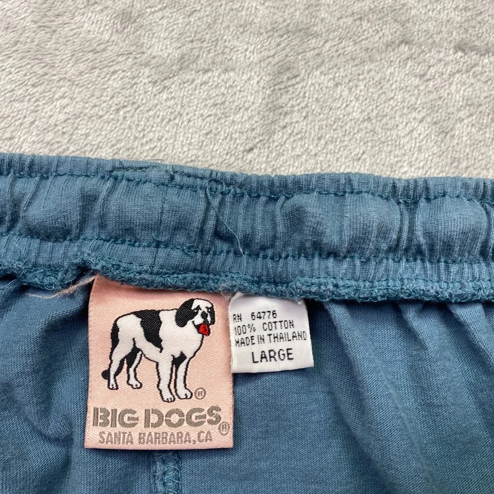 Big Dogs Mens Large Blue‎ Cotton Elastic Waist Wide Leg Cropped Lounge Pants